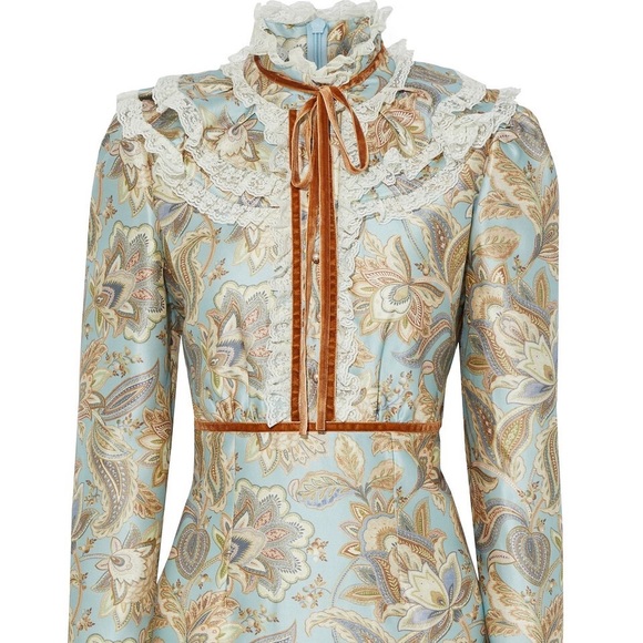 Zimmermann Ladybeetle Ruffled Printed Wool And Silk-blend Mini Dress AU 2 (US 8) - Picture 2 of 6